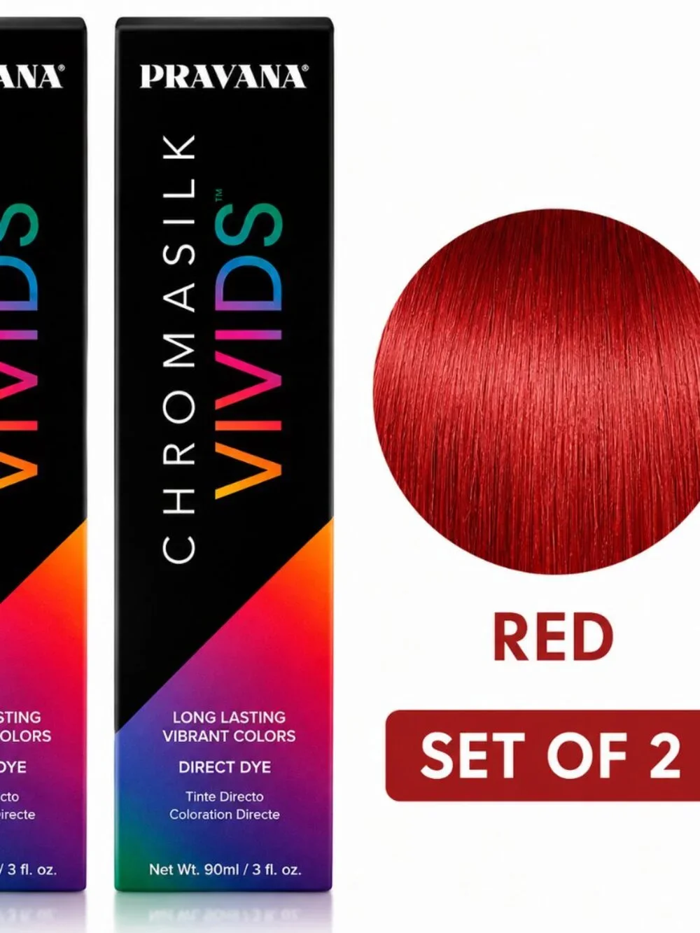 Pravana ChromaSilk Vivids Red Hair Color Set of 2 | Semi-Permanent Direct Dye
